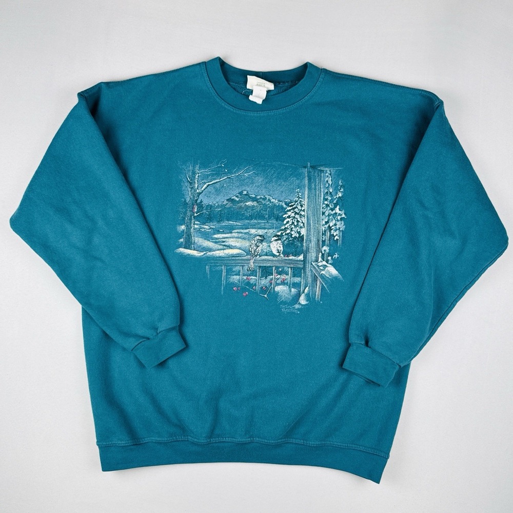 Vintage 90s Nature Birds Northern Reflections Crewneck Sweatshirt USA  XL